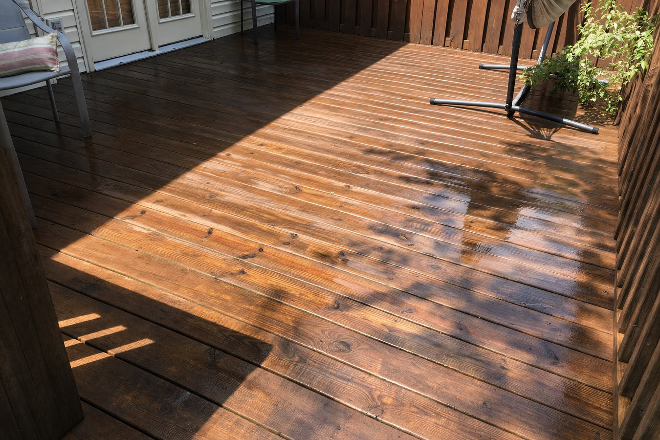 Deck staining and sealing